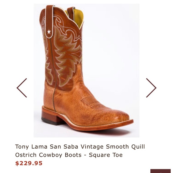 Tony Lama Smooth Ostrich Cowboy Boots - Square Toe - Picture 2 of 8